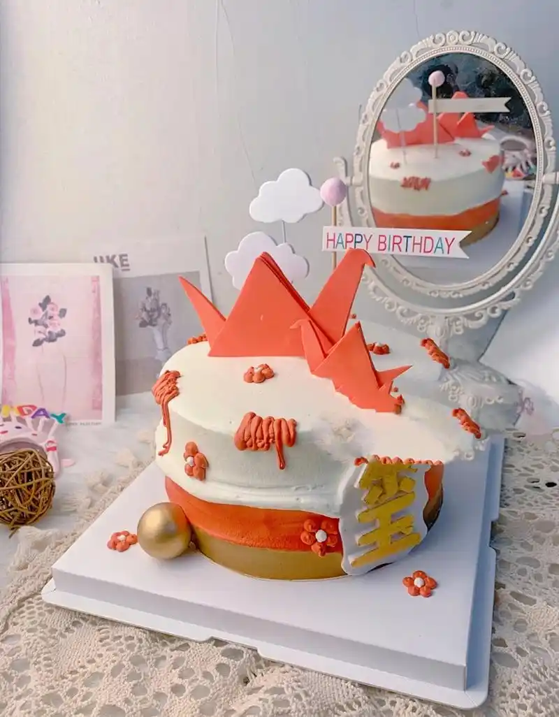 千纸鹤 小红花生日蛋糕