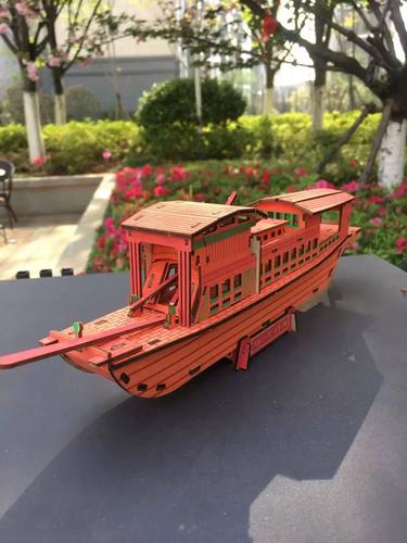 嘉兴南湖红船拼装仿真木制模型手工制作小船益智玩具拼图纪念礼品