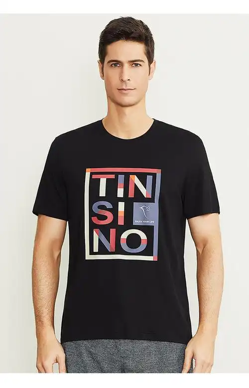 男士春夏清爽竹棉圆领t恤吸汗透气半袖衫男睡衣/家居服短袖t恤