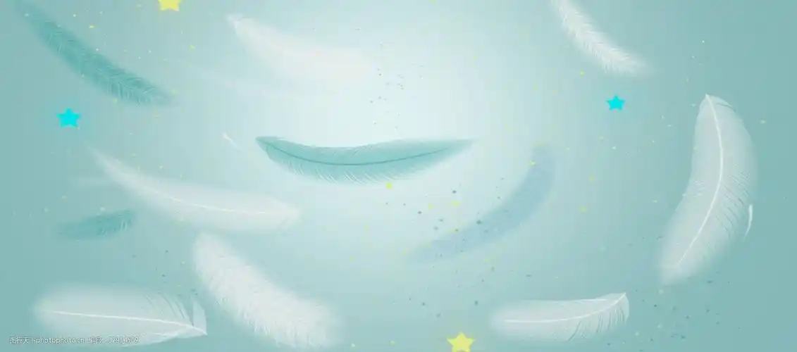 蓝色羽毛清新文艺banner背景图片-图行天下图库