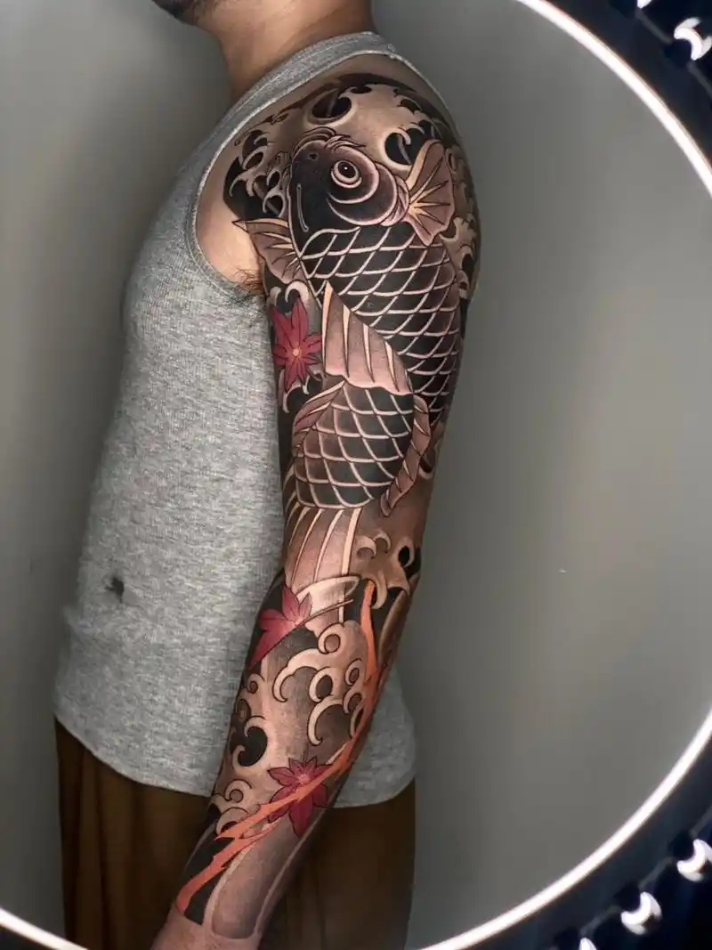 原创经典纹身题材-【鲤鱼】|tattoo-華子 7415原创作品,成品展示