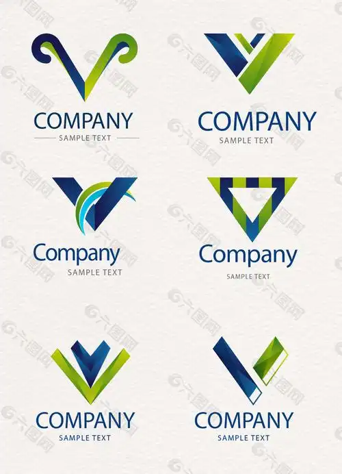 创意大写字母v商务标志矢量图