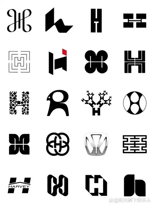 140个英文字母logo设计-h