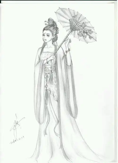 笔画怎么画简笔画教程绘画吧-画画古代美女简笔画古装古装美女简笔画