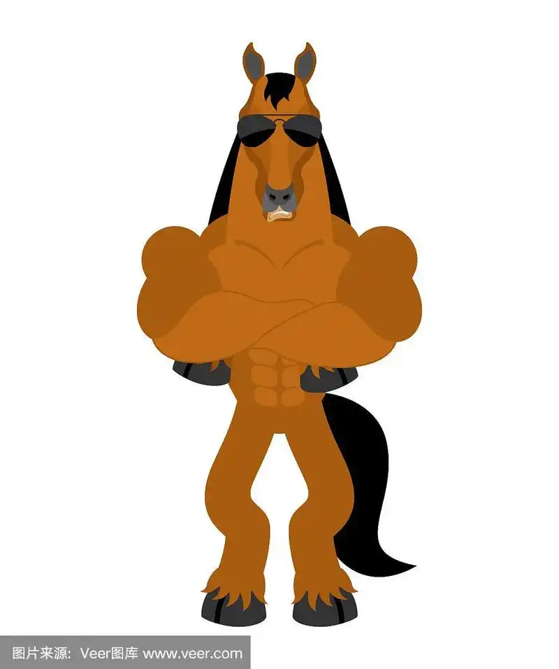 马强壮冷静严肃.霍斯严格.矢量图