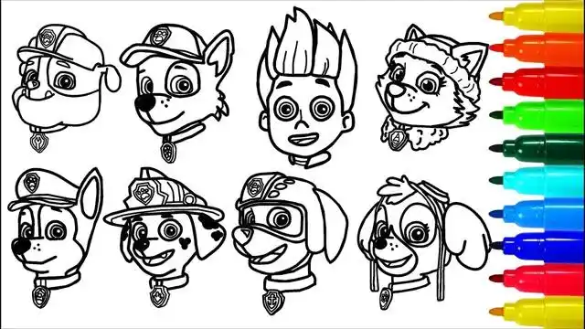 儿童简笔画汪汪队立大功全家福