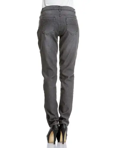 etam weekend 小脚百搭黑灰色中腰牛仔长裤