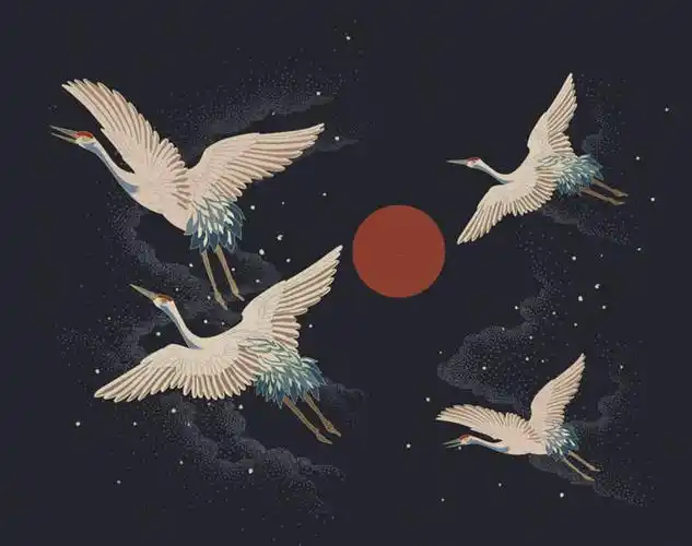 58款中国风仙鹤古风横版背景png免抠图