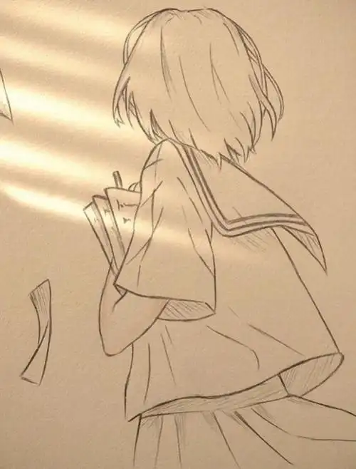 简单又漂亮女生背影简笔画(我也曾为看你一眼)(1)