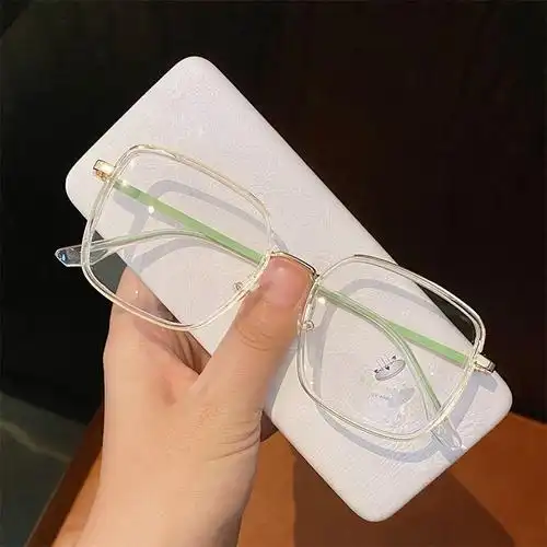 大框白色透明明眼镜框ins风防蓝光眼镜洋气眼镜架