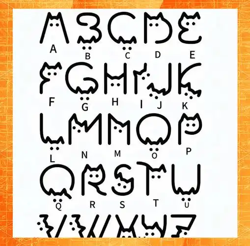 小猫简笔画名字缩写教程,26字母猫咪版