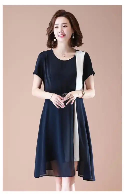 恒源祥彩羊2021新款洋气衣服年轻妈妈夏装裙子中年女装40岁50气质雪纺