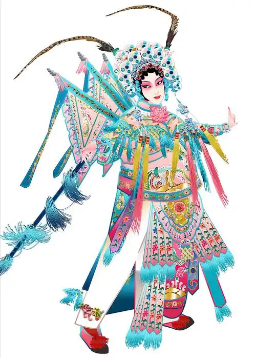 刀马旦武旦京剧人物矢量插图