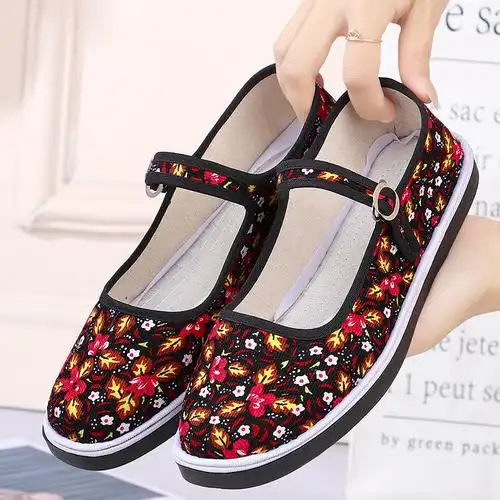 布鞋绣花鞋老北京布鞋女手工布鞋千层底布鞋妈妈鞋中老年人休闲鞋女