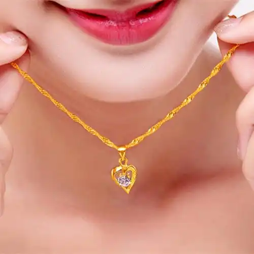 金项链_黄金项链女款转运珠金苹果吊坠锁骨水波链999足金结婚首饰正品