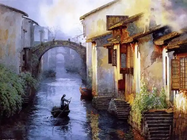 江南水乡油画吴冠中江南水乡油画