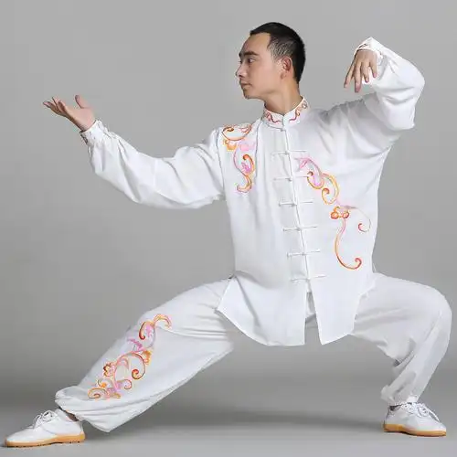 包邮春秋款太极服装高档刺绣太极拳服练功服男女同款表演武术服