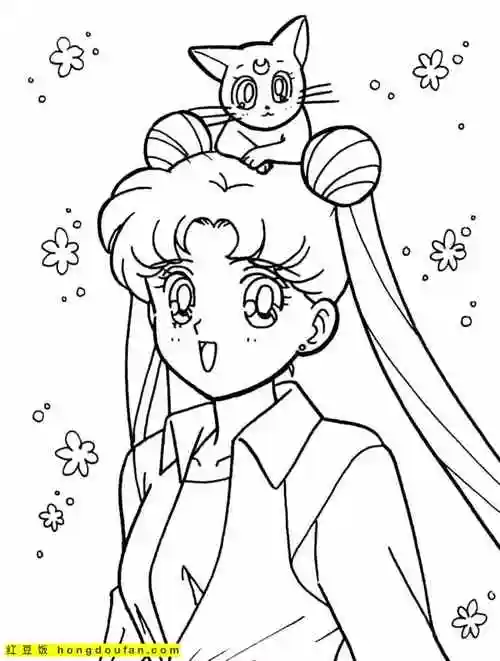 11张公主与王子二次元美少女战士卡通填色图片-红豆饭小学生简笔画