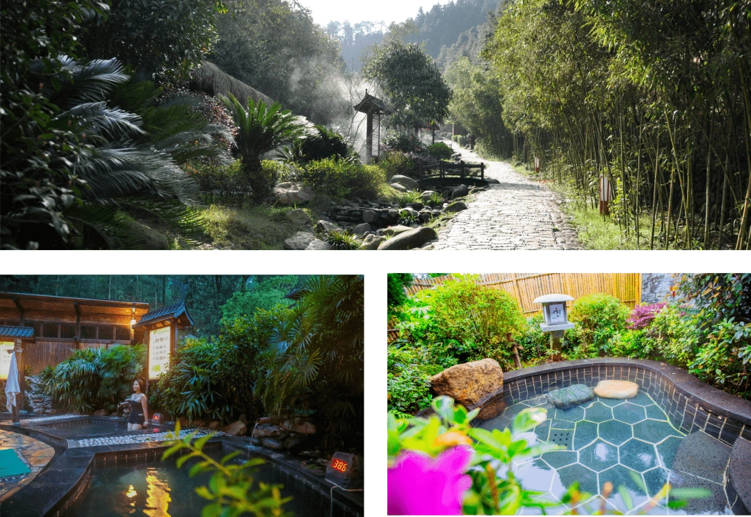 温泉无边泳池,天地五行区,历史文化系列的竹林泡区,明月溪畔区,山水