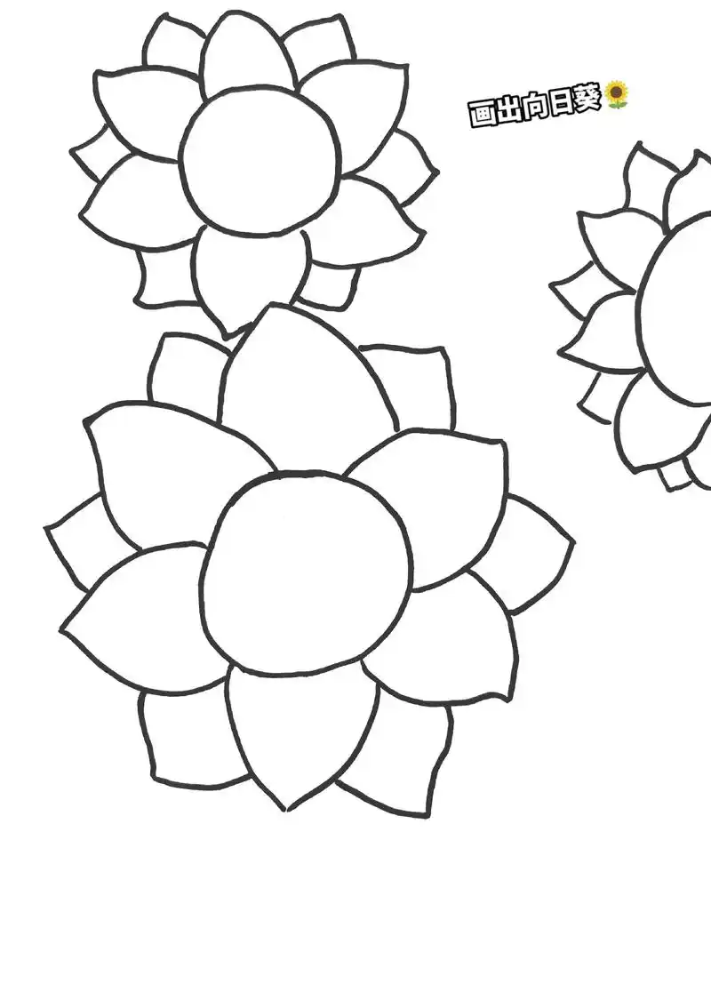 《创意向日葵》线描装饰画练习,点线面结合与色彩的搭配形成鲜明的