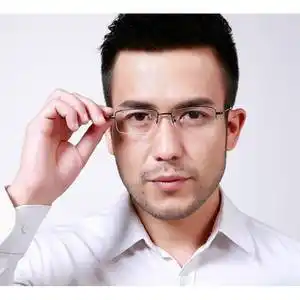 配眼镜金边近视镜超轻男中年金丝边镜框半框变色眼镜大脸老花镜金