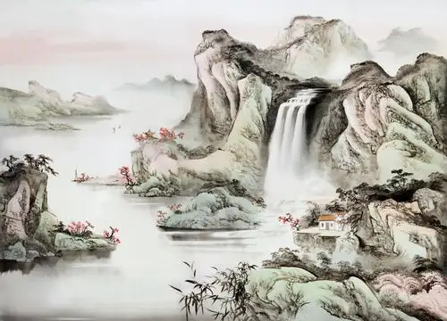 山水风景背景墙壁画