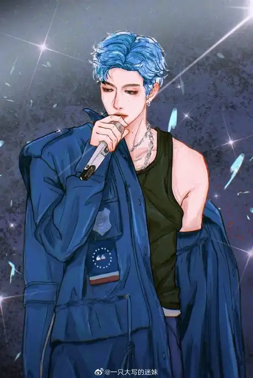 范丞丞克莱因蓝工装造型