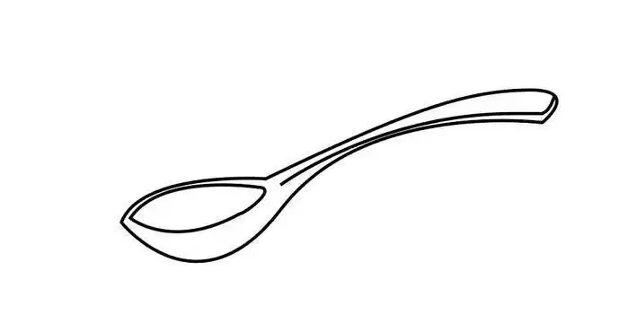 勺子简笔画1,首先画勺子的边缘线条.简单的勺子