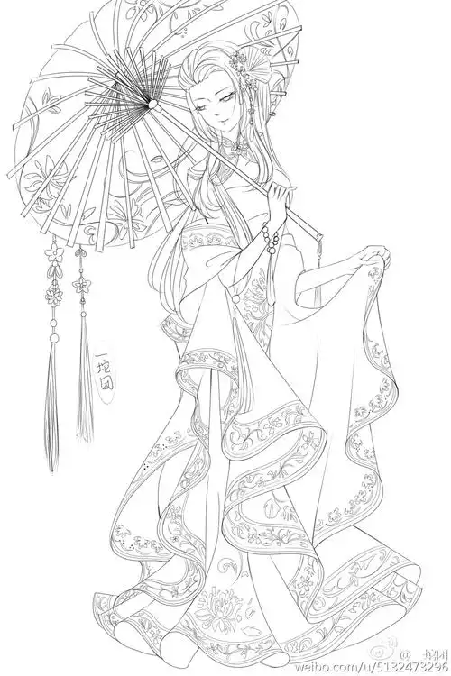 奇迹暖暖套装花清弘 手绘漫画动漫 素材二次元头像壁纸线稿 大触 古风