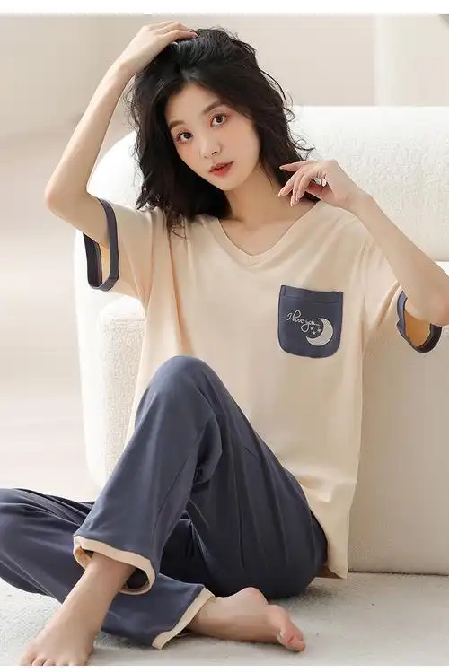 春秋季新款少女纯棉短长套头甜美可爱柔软舒适睡衣 - 17网