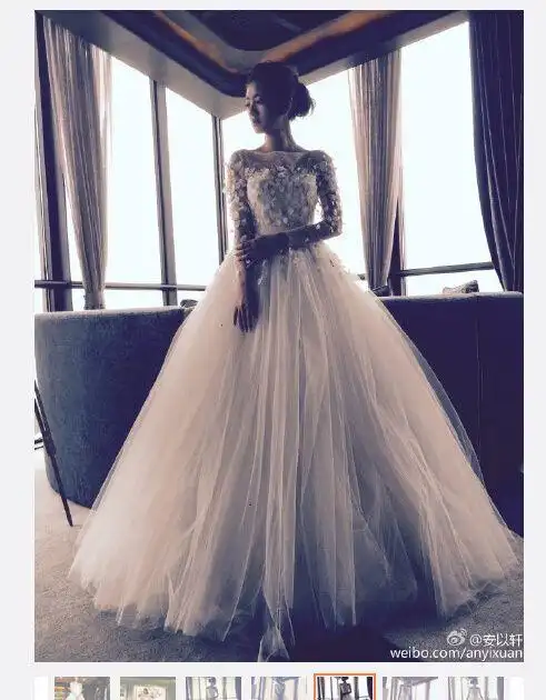 安以轩晒穿婚纱美照 或娇羞或仰首造型唯美