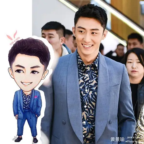 q版 卡通手绘 黄景瑜 johnny 鲸鱼:whale