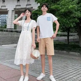 赢兽情侣装夏季一男一女套装裙子2023夏装连衣裙新款韩版情侣款宽松男