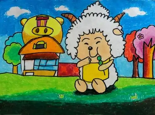 可爱的懒羊羊/少儿绘画作品/儿童画/网络美术馆_中国少儿美术教育网