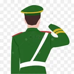 军人敬礼背影