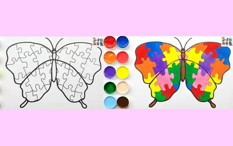 071少儿绘画启蒙宝宝简笔画如何画拼图蝴蝶