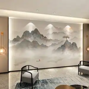 【中式山水风景墙纸壁画图片】中式山水风景墙纸壁画图片大全_q友网