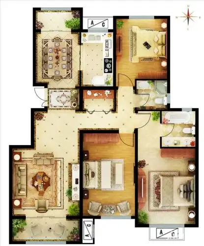 中铁逸都国际丨阅山c4户型 三室两厅