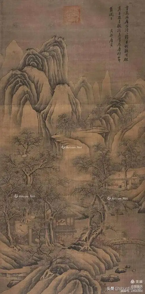 名家山水画《雪景寒林图》欣赏