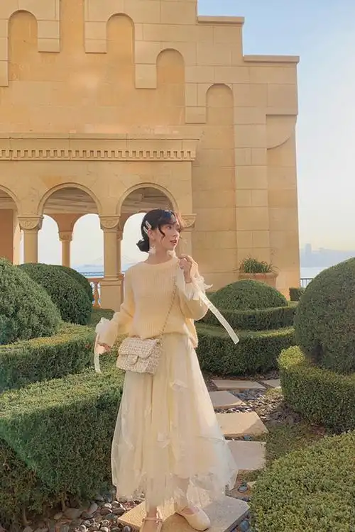 网纱半身裙冬天配毛衣秋冬季女时尚新款仙女白色纱裙子中长款超仙