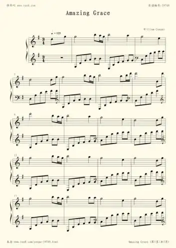 钢琴谱:奇异恩典
