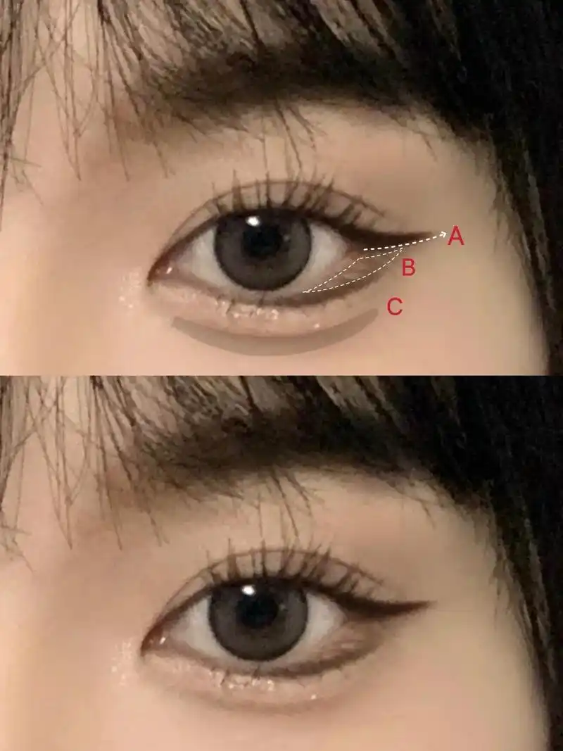 新手三步画眼睑下至,平行四边形横向放大眼.#眼睑下至 #眼妆 - 抖音