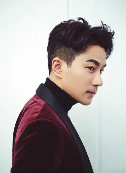 刘恺威酒红西装帅气时尚写真