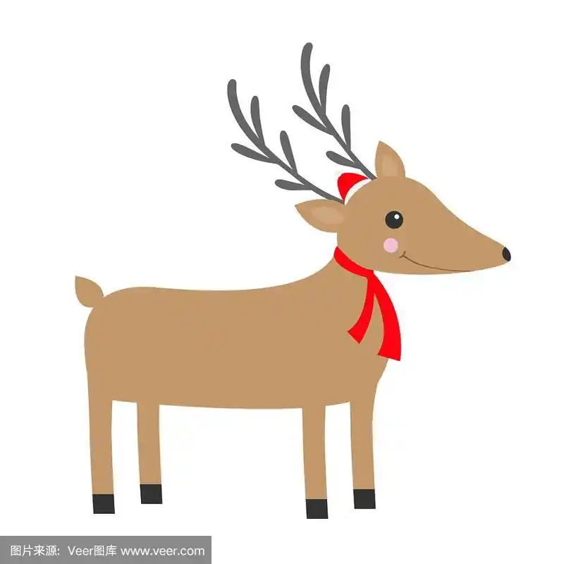 圣诞驯鹿头可爱的卡通鹿有角
