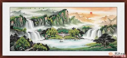 招财聚宝山水画 财源不断滚滚来