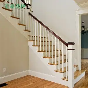 定制室内复式跃层现代简约别墅木扶手实木楼梯护栏栏杆踏步板阳台