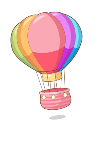 七夕炫彩粉色浪漫可爱卡通热气球 png矢量装饰图标