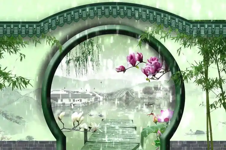 高清古风庭院下雨_夜听风雨声