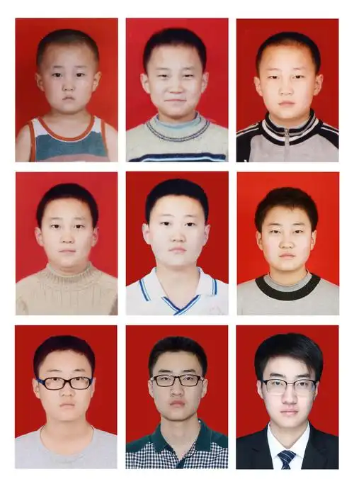 从幼儿园入学到大学毕业不同年龄段的证件照记录了一个孩子不同时期最