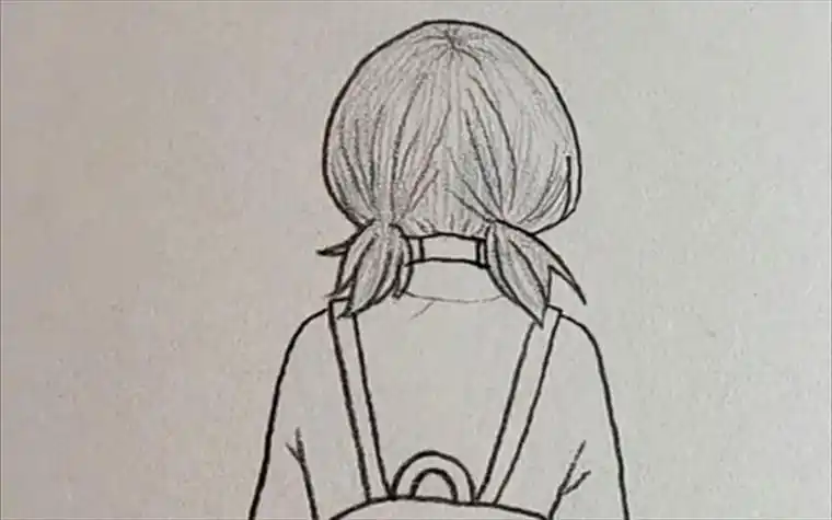 女孩背影简笔画卡通